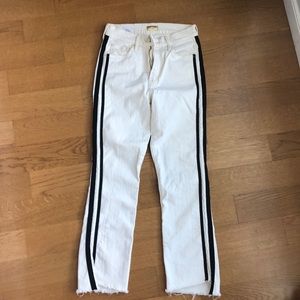 Mother White Insider Crop Stripe Jean size 25
